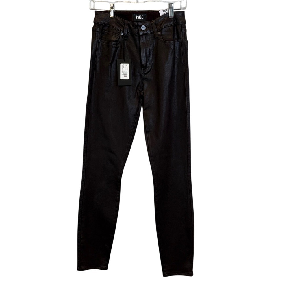 Paige Hoxton Ankle Black Cherry Luxe Coating Skinny Jeans 26 W4948